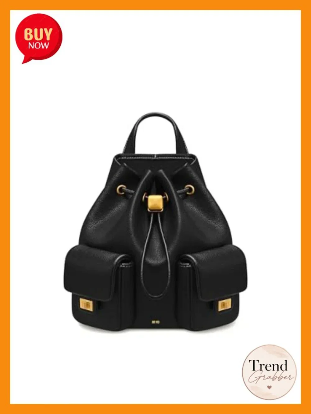Vegan Leather Drawstring Utility Backpack Fits Phone